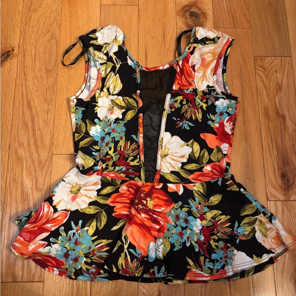 Papaya Black Floral Peplum Blouse